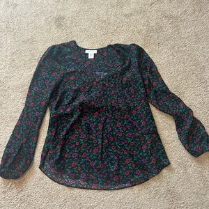 cupcakes & cashmere Floral Blouse - Black and Pink